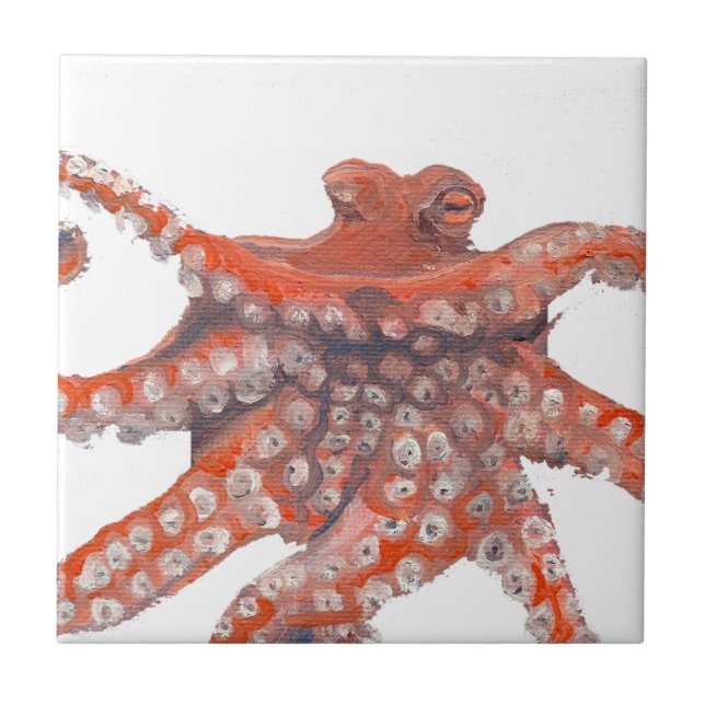 Octopus Squid Kraken Painting Ceramic Tile (Front)
