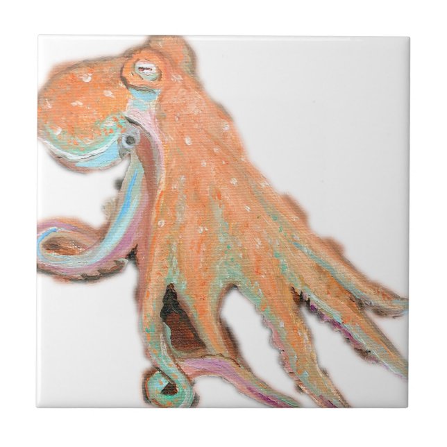 Octopus Squid Kraken Painting Ceramic Tile (Front)