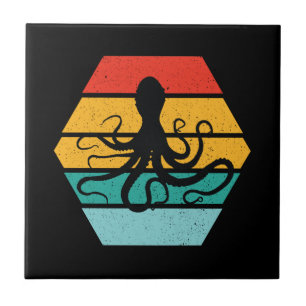 Octopus Squid Sea Creature Tentacles Sunset Ceramic Tile