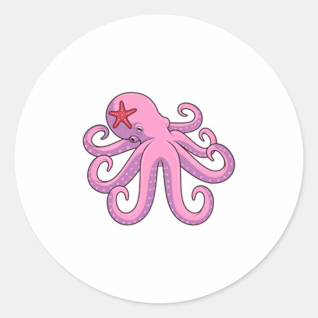 Octopus Starfish Classic Round Sticker (Front)