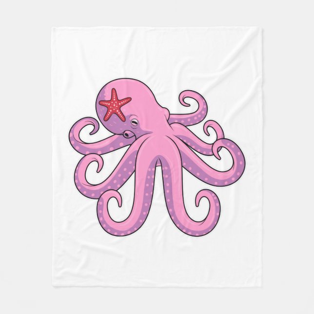 Octopus Starfish Fleece Blanket (Front)