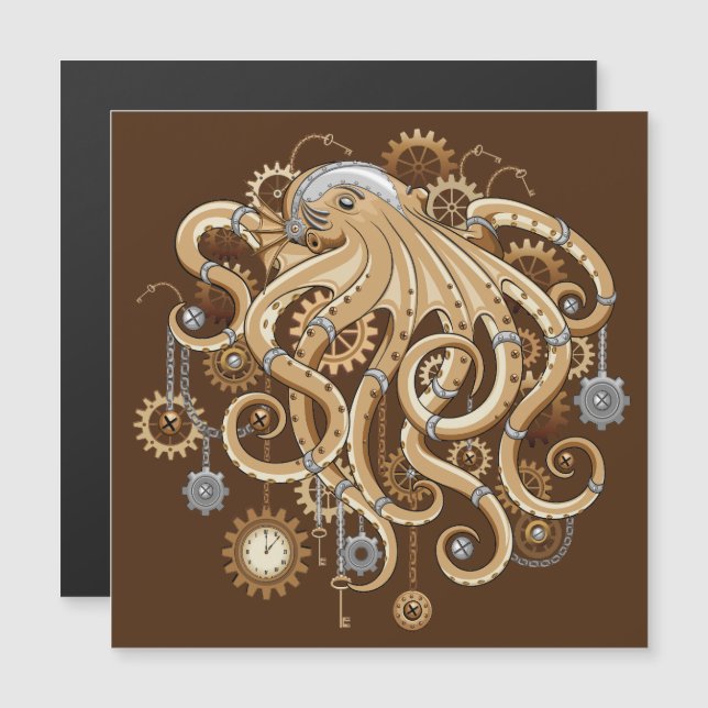 Octopus Steampunk Retro Mechanical Fantasy (Front/Back)