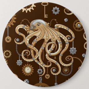 Octopus Steampunk Retro Mechanical Fantasy 6 Cm Round Badge