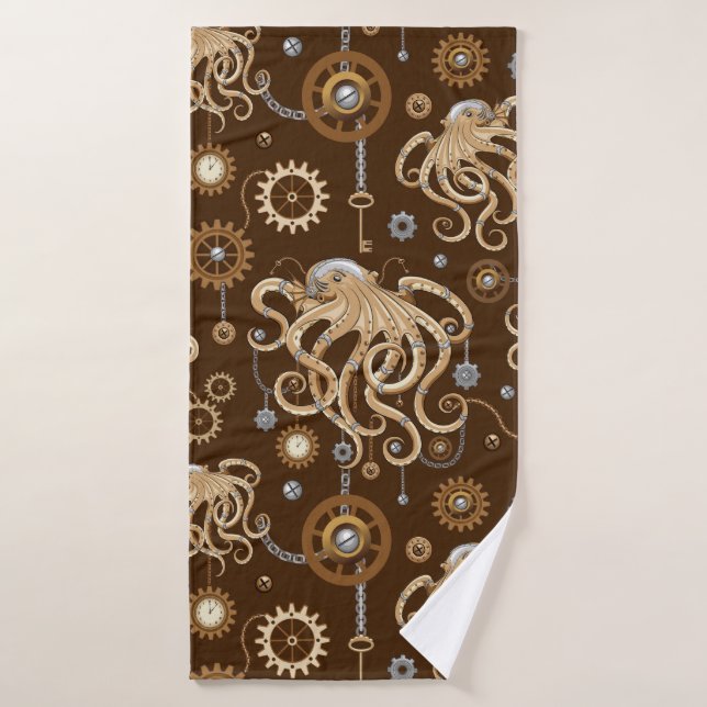 Octopus Steampunk Retro Mechanical Fantasy Bath Towel Set (Bath Towel)