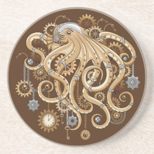 Octopus Steampunk Retro Mechanical Fantasy Coaster