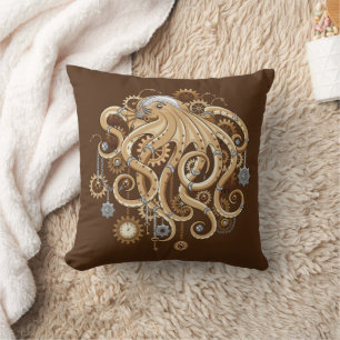 Octopus Steampunk Retro Mechanical Fantasy Cushion