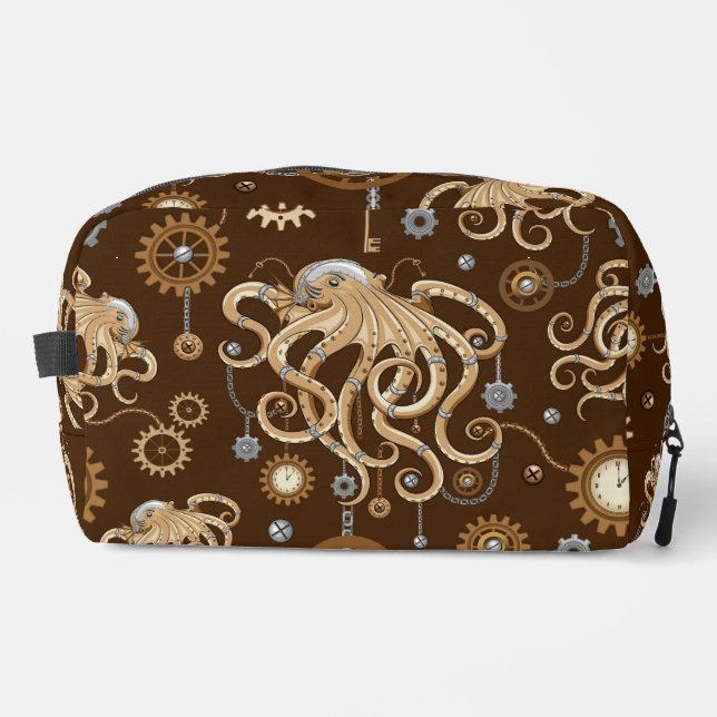 Octopus Steampunk Retro Mechanical Fantasy Dopp Kit (Front)