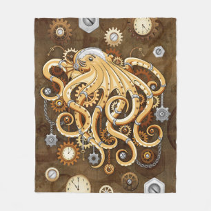 Octopus Steampunk Retro Mechanical Fantasy Fleece Blanket