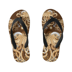 Octopus Steampunk Retro Mechanical Fantasy Kid's Thongs