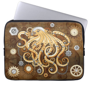 Octopus Steampunk Retro Mechanical Fantasy Laptop Sleeve