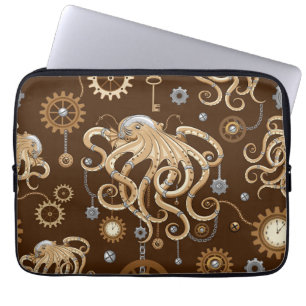 Octopus Steampunk Retro Mechanical Fantasy Laptop Sleeve