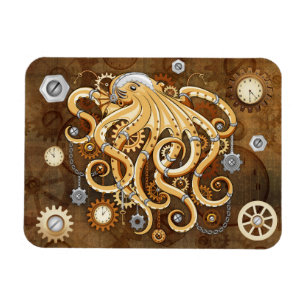Octopus Steampunk Retro Mechanical Fantasy Magnet