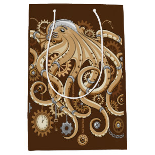 Octopus Steampunk Retro Mechanical Fantasy Medium Gift Bag
