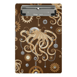 Octopus Steampunk Retro Mechanical Fantasy Mini Clipboard