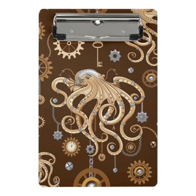 Octopus Steampunk Retro Mechanical Fantasy Mini Clipboard (Front)