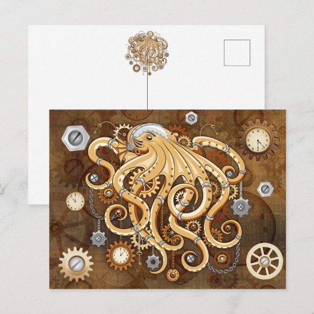 Octopus Steampunk Retro Mechanical Fantasy Postcard (Front/Back)