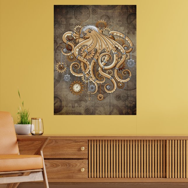Octopus Steampunk Retro Mechanical Fantasy Poster (Living Room 2)