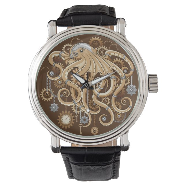 Octopus Steampunk Retro Mechanical Fantasy Watch (Front)
