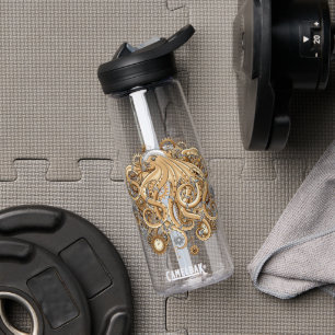 Octopus Steampunk Retro Mechanical Fantasy Water Bottle