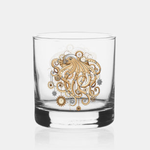 Octopus Steampunk Retro Mechanical Fantasy Whiskey Glass