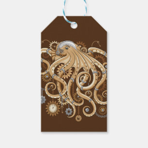 Octopus Steampunk Surreal Retro Style Machine Gift Tags