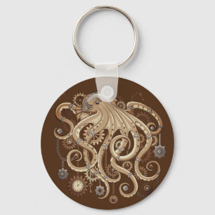 Octopus Steampunk Surreal Retro Style Machine Key Ring