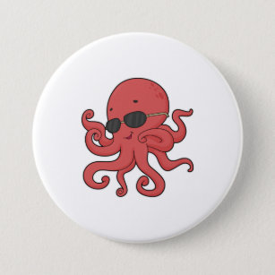 Octopus Sunglasses 7.5 Cm Round Badge