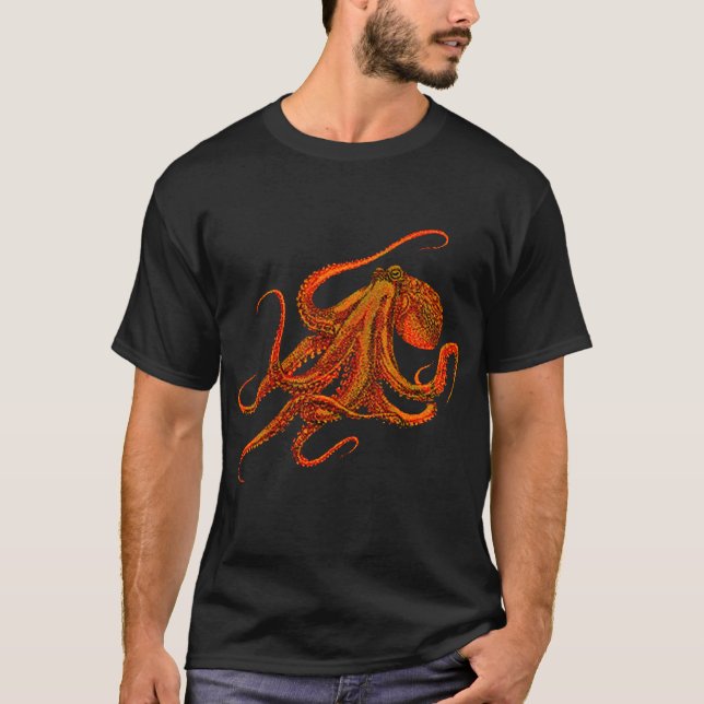 Octopus T-shirt Cool Hip Graphic Shirt Design (Front)