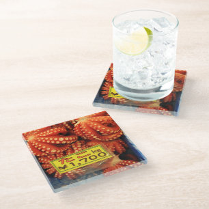 Octopus Tako たこ Tsukiji Fish Market, Tokyo, Japan Glass Coaster