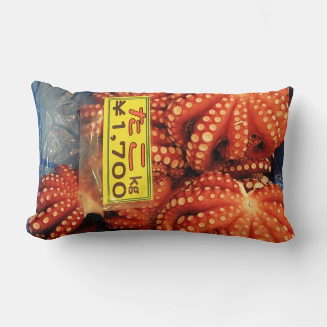 Octopus Tako たこ Tsukiji Fish Market, Tokyo, Japan Lumbar Cushion (Front)