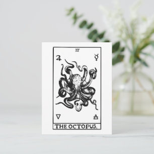 Octopus Tarot Card Vintage Marine Illustration