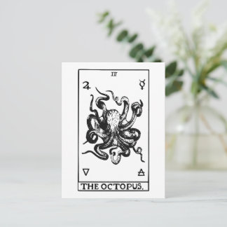 Octopus Tarot Card Vintage Marine Illustration