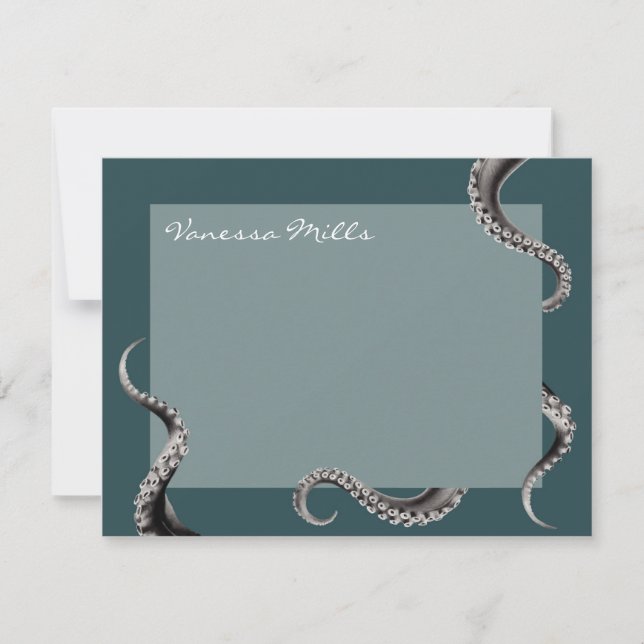 Octopus Teal Note Card (Front)