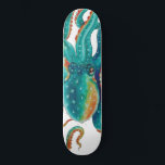Octopus Teal Watercolor Tentacles Watercolor Skateboard<br><div class="desc">octopus art</div>