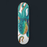 Octopus Teal Watercolor Tentacles Watercolor Skateboard<br><div class="desc">octopus art</div>