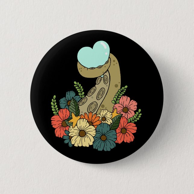 Octopus Tentacle Art 6 Cm Round Badge (Front)