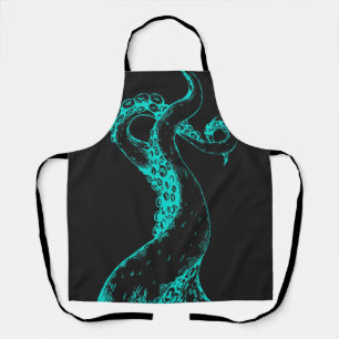 octopus tentacles aqua on black apron