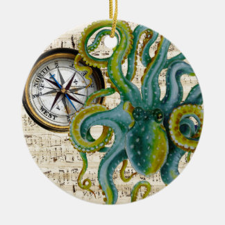 Octopus Tentacles Compass Music Ceramic Ornament