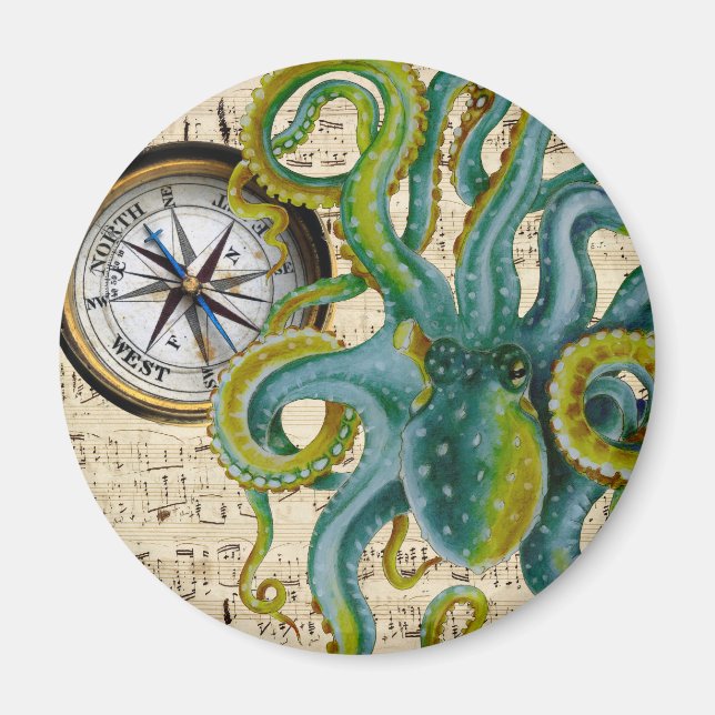 Octopus Tentacles Compass Music Magnet (Front)