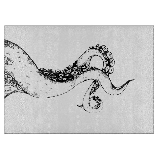 octopus tentacles glass cutting board (Front)