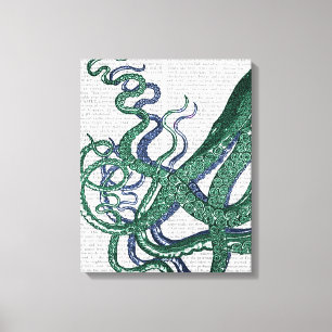 Octopus Tentacles Green and Blue Canvas Print