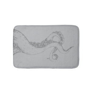 octopus tentacles grey on grey bath mat