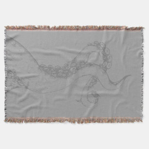 octopus tentacles grey on grey throw blanket