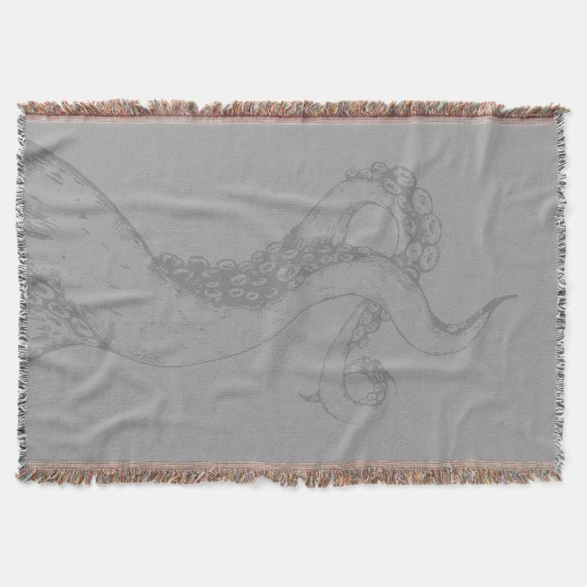 octopus tentacles grey on grey throw blanket (Front)