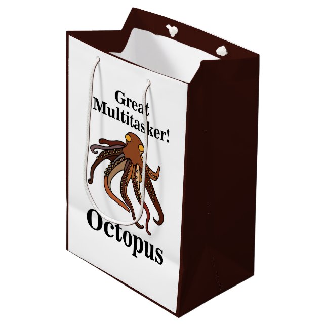 Octopus Tentacles Multitasker Funny Birthday Medium Gift Bag (Front Angled)