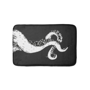 octopus tentacles on black bath mat