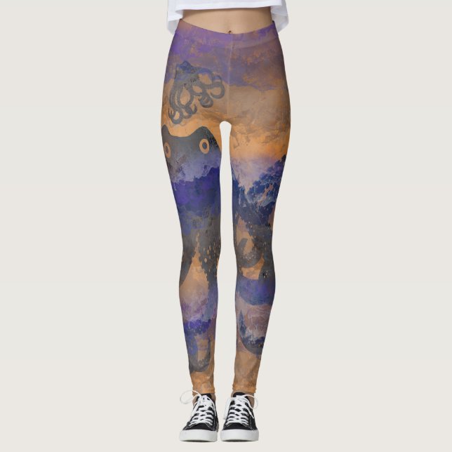 Octopus Tentacles, orange tint, Leggings (Front)