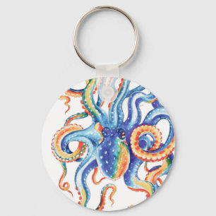 Octopus Tentacles Watercolor Colourful Art Key Ring