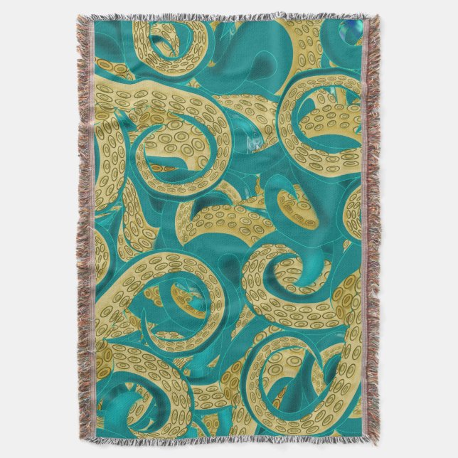 Octopus Throw Blanket Art Design (Front Vertical)