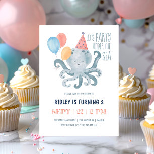 Octopus Under the Sea Birthday Party Invitation